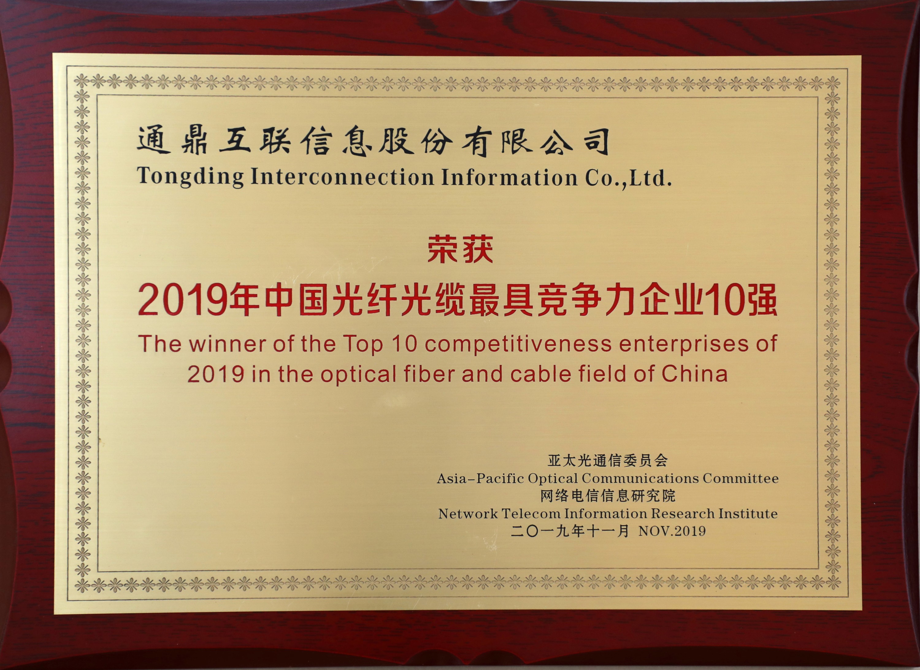 70-20191122中國光纖光纜最具競爭力10強